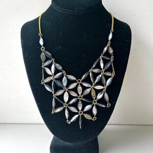 Vintage Blue Petal Linked Bib Waterfall Necklace